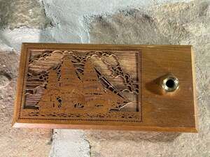 Walnut Clipper Ship Desk Pen Holder brass